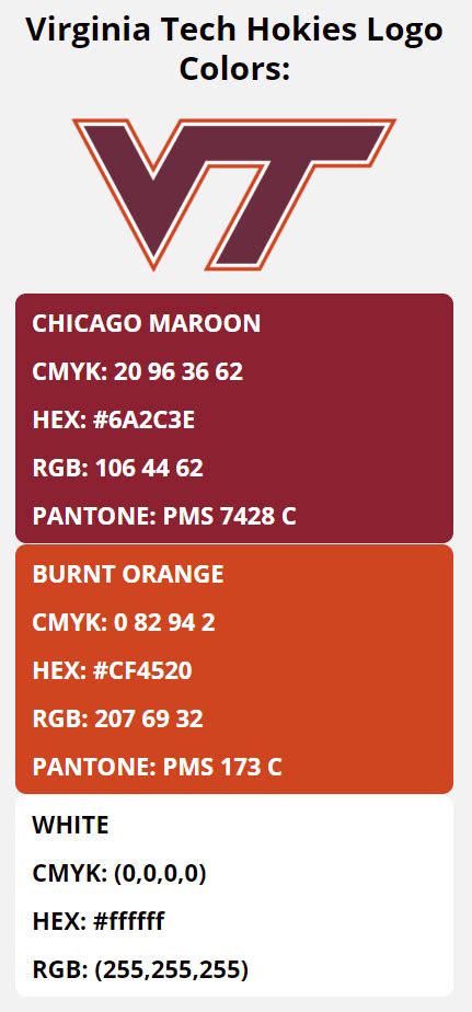 Virginia Tech Hokies Team Colors | HEX, RGB, CMYK, PANTONE COLOR CODES ...