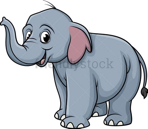 Smiling Elephant Cartoon Clipart Vector - FriendlyStock