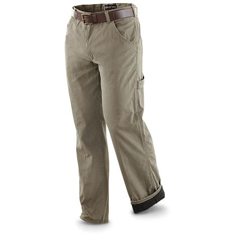 Marino Bay® Fleece - lined Canvas Pants, Brown - 226590, Jeans & Pants ...