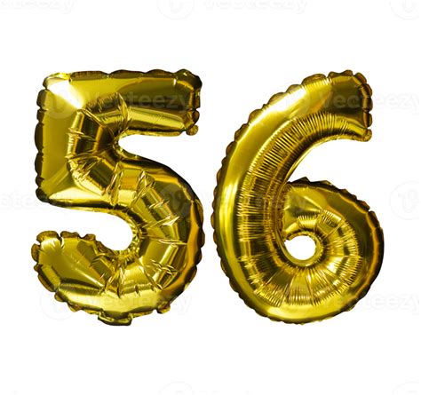 56 Golden number helium balloons isolated background. Realistic foil and latex balloons. design ...