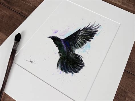 CROW ART PRINT watercolor crow bird artwork bird | Etsy