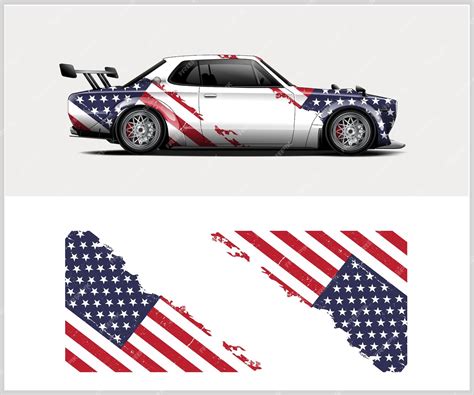 Premium Vector | American flag car wrap decal design vector, custom ...