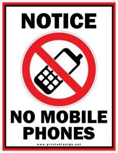 Printable No Mobile Phones Sign | FREE Download