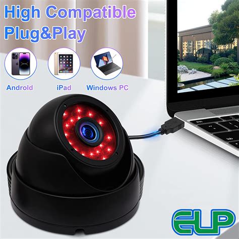 ELP 1megapixel Day Night Vision Indoor&Outdoor CCTV USB Dome Housing Camera HD 720P 30fps ...