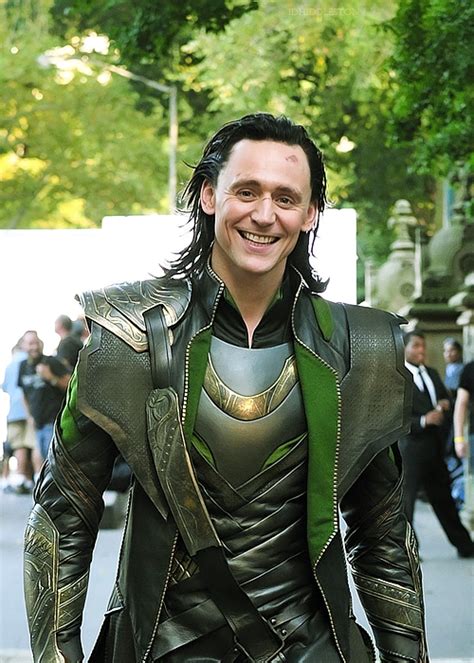 Tom Hiddleston, in costume as Loki, filming "Marvel's 'The Avengers'" in Central Park, New York ...