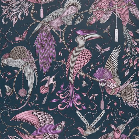 Audubon - Pink wallpaper | Animalia | Clarke & Clarke