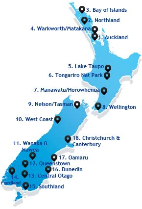 Classic New Zealand tourist route itinerary map Map Of New Zealand, New ...