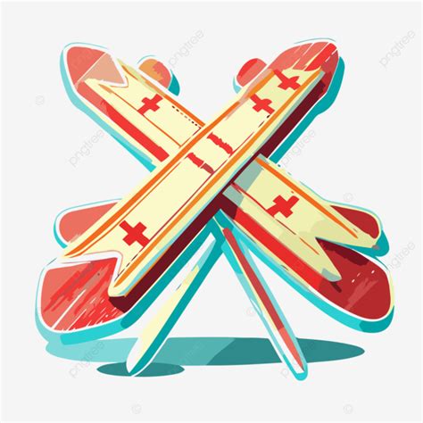 Crossed Skis, Sticker Clipart Stylized Vector Of Skis Crossed Cartoon ...