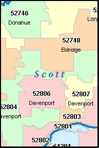 DAVENPORT Iowa, IA ZIP Code Map Downloads