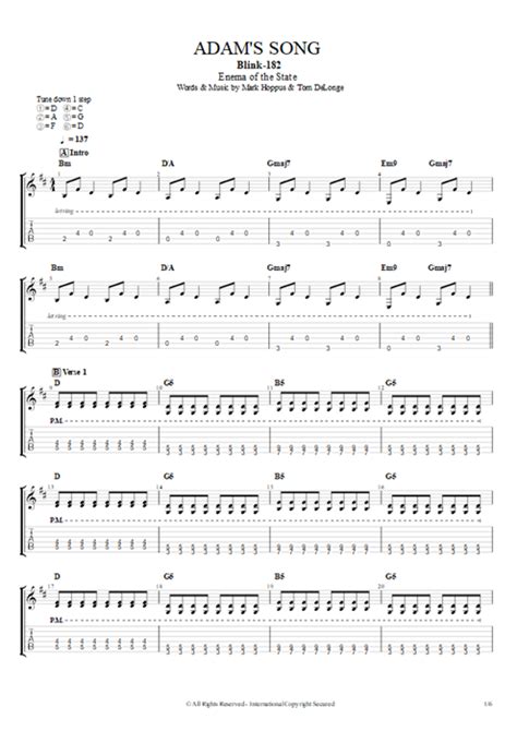 Adam's Song Tab by Blink-182 (Guitar Pro) - Full Score | mySongBook