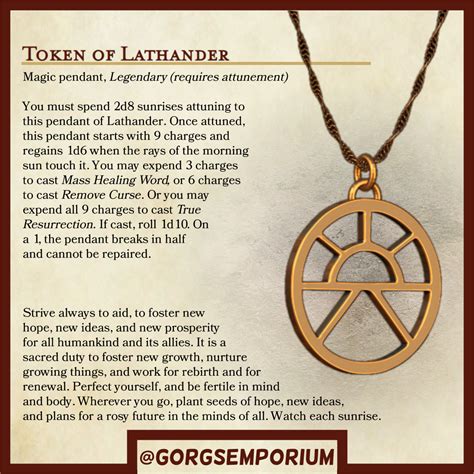 Token of Lathander, Brass Deity necklace for Dungeons and Dragons game ...