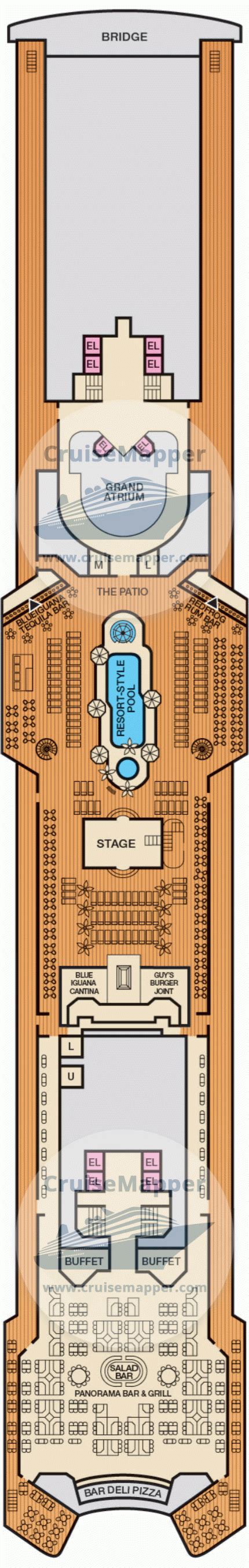 Carnival Ecstasy deck 10 plan | CruiseMapper