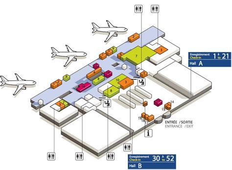 Charles de GAULLE airport terminal 3 kaart - Kaart van CDG vliegveld ...