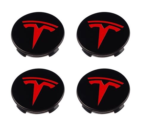 Tesla Wheel Centre Caps Red/Black - Model 3/S/X/Y