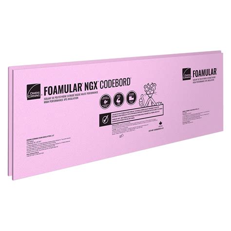 Owens Corning FOAMULAR CodeBord XPS Rigid Foam Insulation Board; 1-inch x 24-inch x 96-inc ...