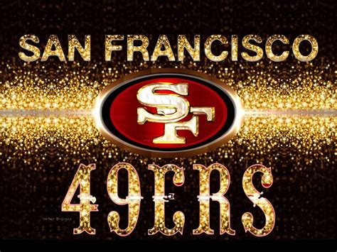 the san francisco fortyers logo with gold sparkles around it and an ...