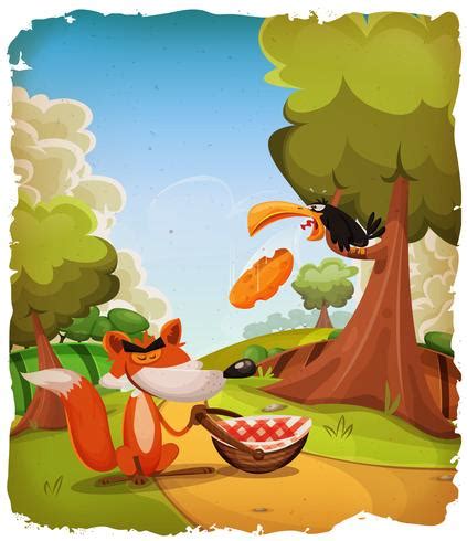 The Crow And The Fox Story Scene 266098 Vector Art at Vecteezy