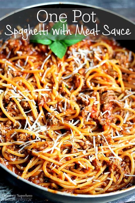 One Pot Spaghetti with Meat Sauce • Domestic Superhero