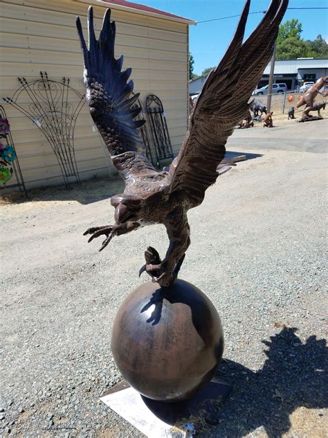 Eagle on Ball Metal Garden Statue | Poor Man's Bronze