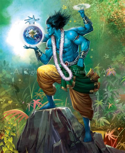 Buy Lord Vishnu Earth Canvas Art Print by Vimanika Arts. Code:PRT_6900_42563 - Prints for Sale ...