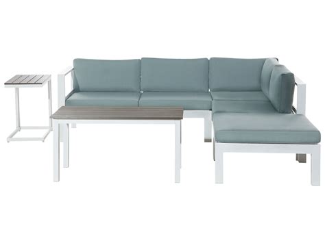 5 Seater Aluminum Garden Corner Sofa Set White with 2 Cushion Covers Sets MESSINA | Beliani.de