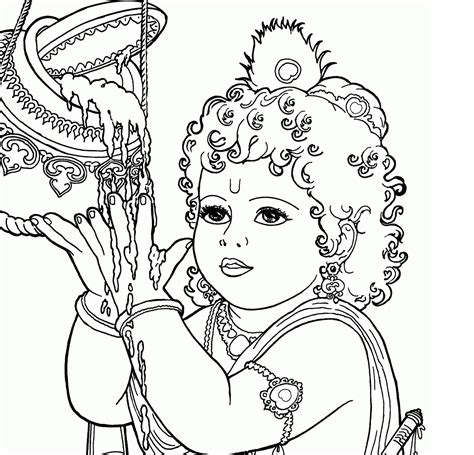 Krishna Coloring Page - Coloring Home