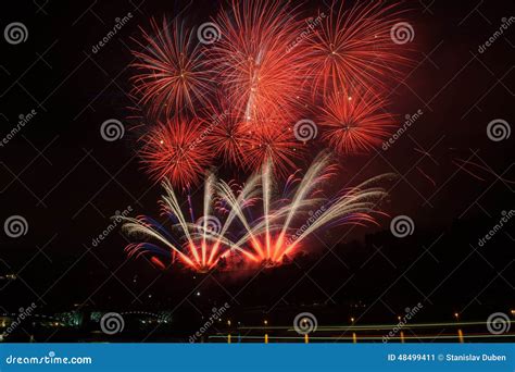 Fireworks in Prague stock image. Image of fireworks, firework - 48499411