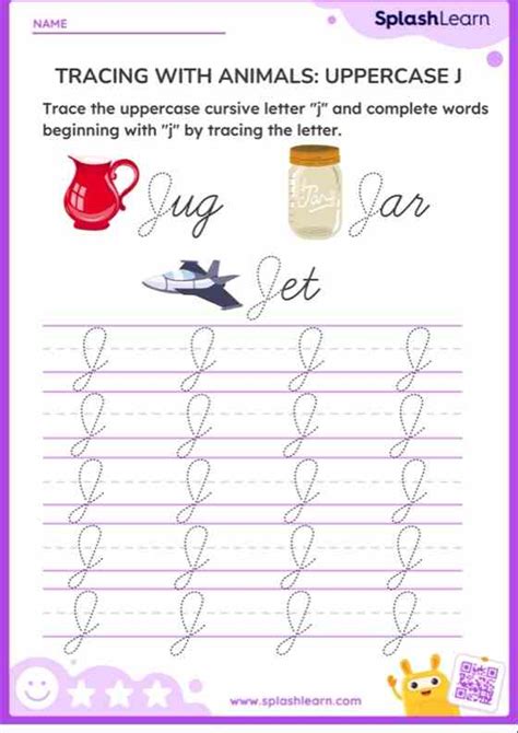 Cursive Letters: Uppercase J | Printable English Sheet