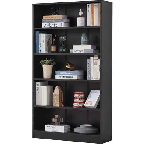 Buy Farini Black Bookshelf for Bedroom 5 Shelf Office Bookcase 60 ...