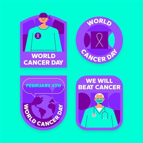 Free Vector | World cancer day awareness labels collection