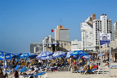 Tel Aviv Beach & Hotel Strip Editorial Stock Image - Image of bathing ...