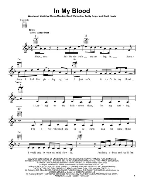 Shawn Mendes 'In My Blood' Sheet Music and Printable PDF Music Notes