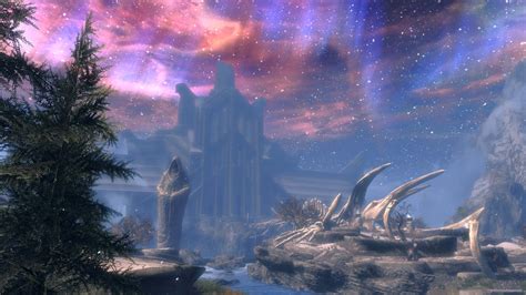 Download A magnificent landscape view of Sovngarde in the celestial twilight Wallpaper ...