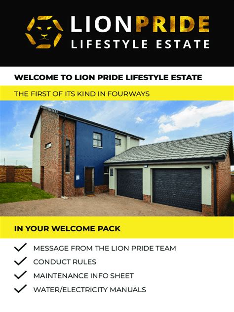 Fillable Online LION PRIDE LIFESTYLE ESTATE IN YOUR WELCOME PACK Fax Email Print - pdfFiller