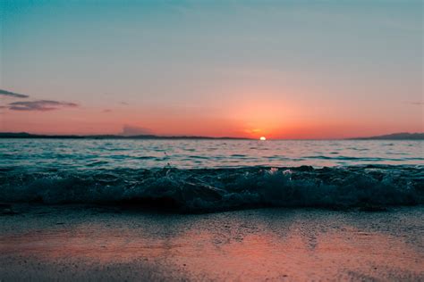 sunset, sea, shore, nature, hd, photography, 4k, 5k, ocean, waves ...