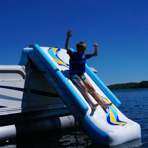 Rave Sports 9 Foot Inflatable Lake Pontoon Boat Water Slide with 12V Air Pump - Walmart.com ...