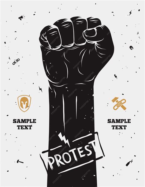 Premium Vector | Protest poster, raised fist held in protest.