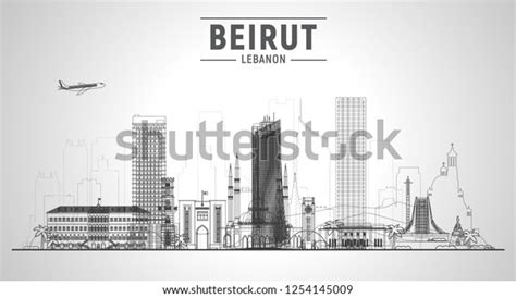 Beirut Lebanon Line Skyline Panorama Sky Stock Vector (Royalty Free ...