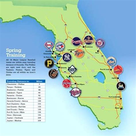 Postcard Of Florida Spring Training Baseball Stadium Map / Hippostcard ...