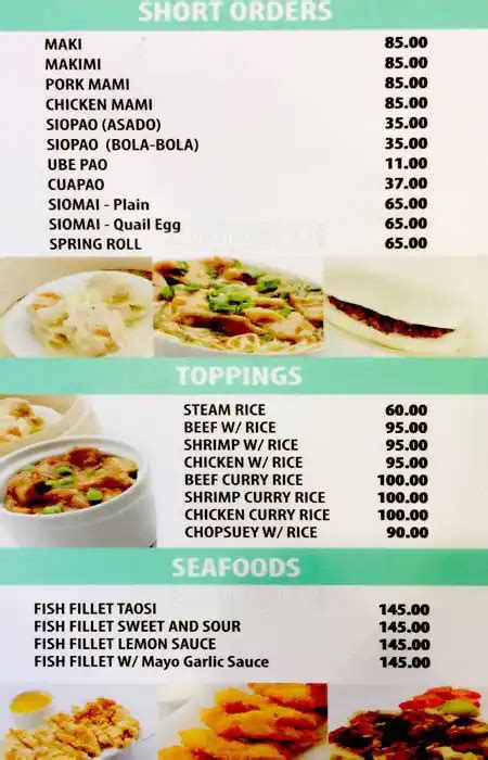 Manila Foodshoppe Menu, Menu for Manila Foodshoppe, Capitol Site, Cebu ...