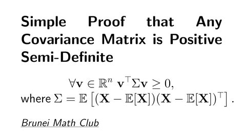 Simple proof that any covariance matrix is positive semi-definite - YouTube