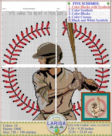 Baseball Cross Stitch Pattern Baseball Player Batter | Etsy