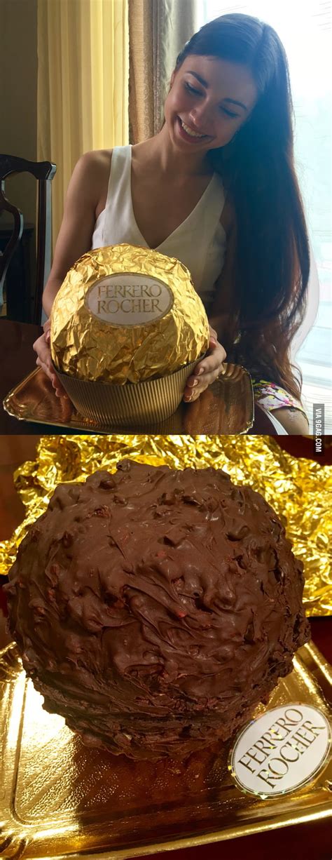 So I made this 5kg giant Ferrero Rocher cake :) - 9GAG