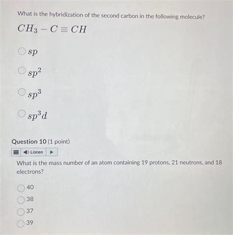 Solved What is the hybridization of the second carbon in the | Chegg.com