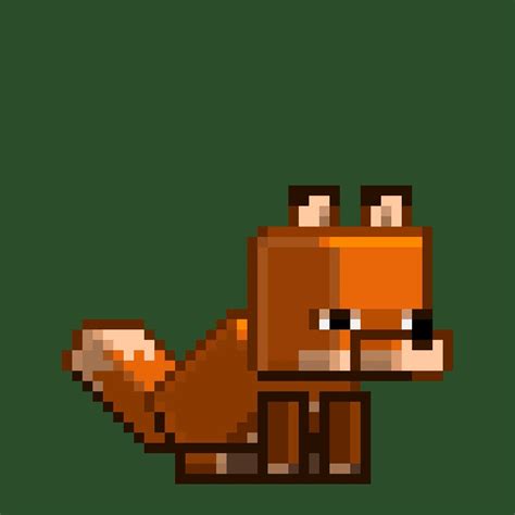 a pixel art fox sitting on top of a green surface