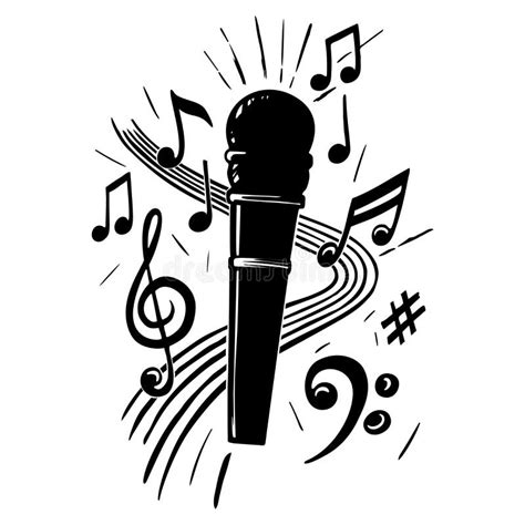 Clipart Microphone With Music Notes - Just Dogs23