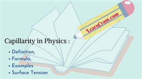 Capillarity in Physics | Definition, Formula, Examples – Surface Tension – Learn Cram