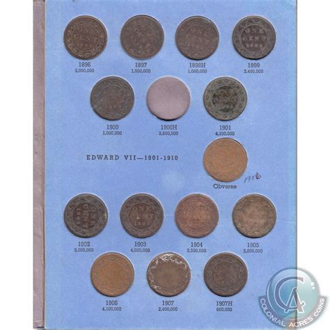 Estate Lot of Canadian Large Cent Collection 1858-1920 Blue Book of 43pcs. This book is full except