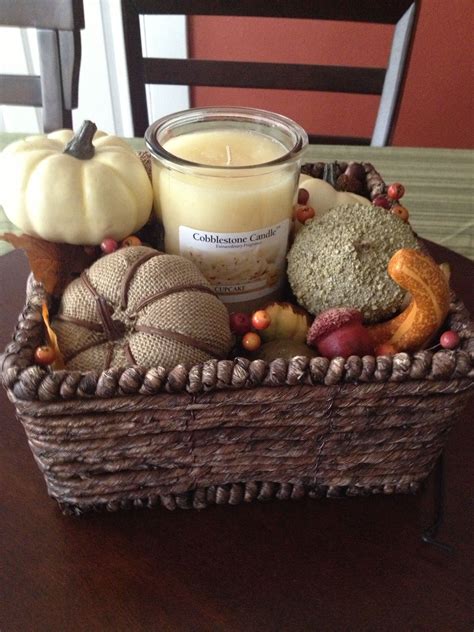 Fall basket centerpiece...all pieces from Hobby Lobby except the candle ...