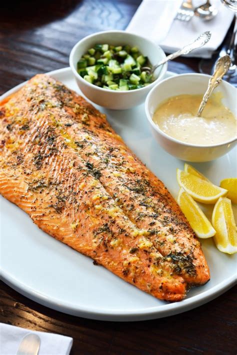 Roast Salmon with Garlic, Dill and Lemon with Quick Cucumber Relish ...